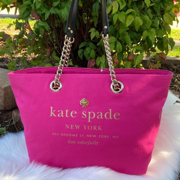 kate spade Handbags - Kate Spade Pink Canvas Live Colorfully Tote